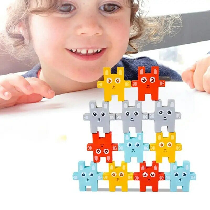 Wooden Puzzle Toy Animals Balance Training Game Kit Children Montessori Educational Stacking Toy Shape Shape Cognitive Toy