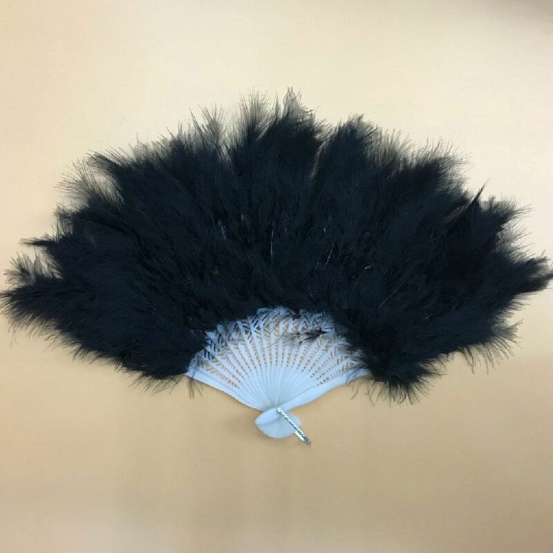 White Hand Fan Ladies Folding Feather Fans Home Decor Handmade Dance Wedding Party Accessories Crafts Gifts