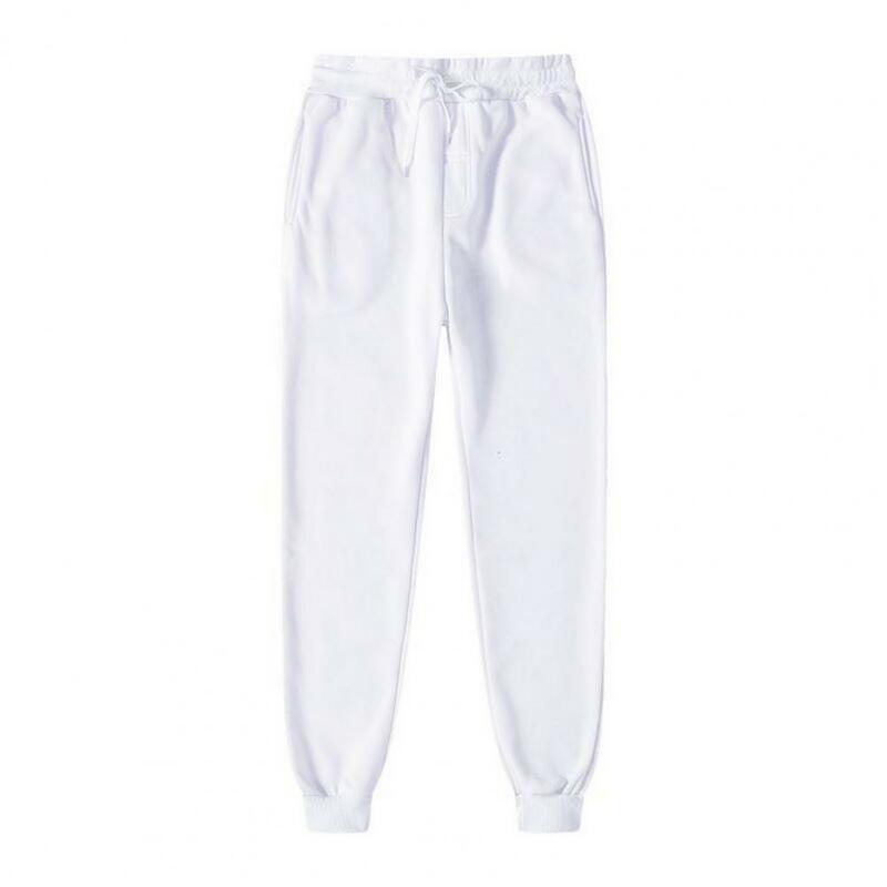 Fjoptics-Pantalon de survêtement en peluche pour homme, taille élastique, longueur moyenne, poches adt, document solide