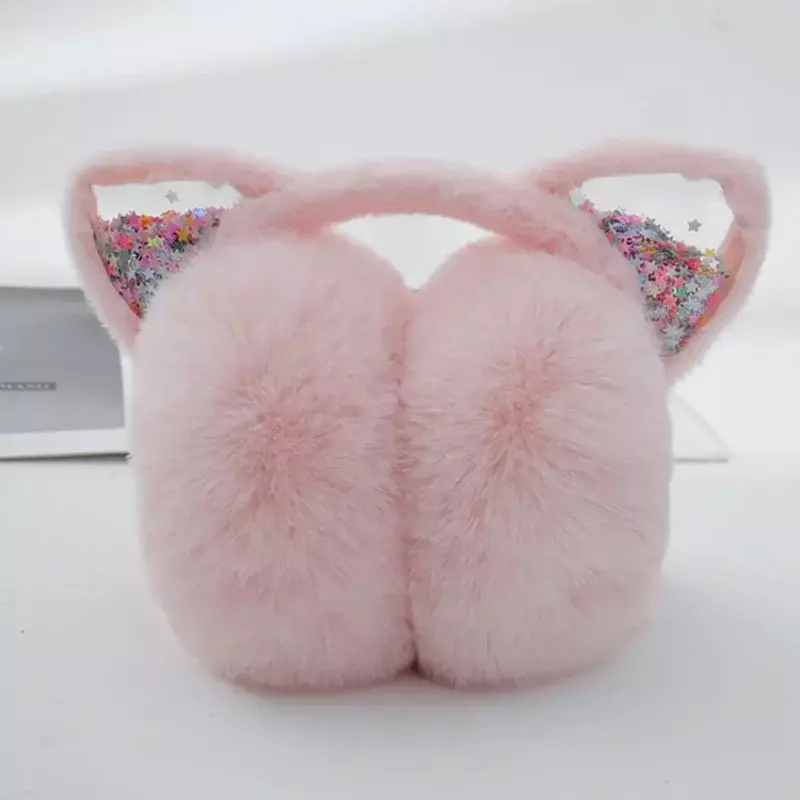 Cute Little Cat paraorecchie per bambini Warm Faux Rabbit Fur paraorecchie peluche Ski Ear Warmer Cover paraorecchie inverno