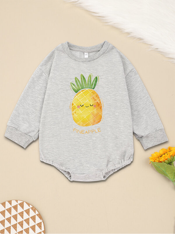 Pineapple Cartoon Funny Baby Clothes Sweatshirt Cute Toddler Girl Jumpsuit Spring Autumn Comfy Loose Soft Infant Boy Bodysuits