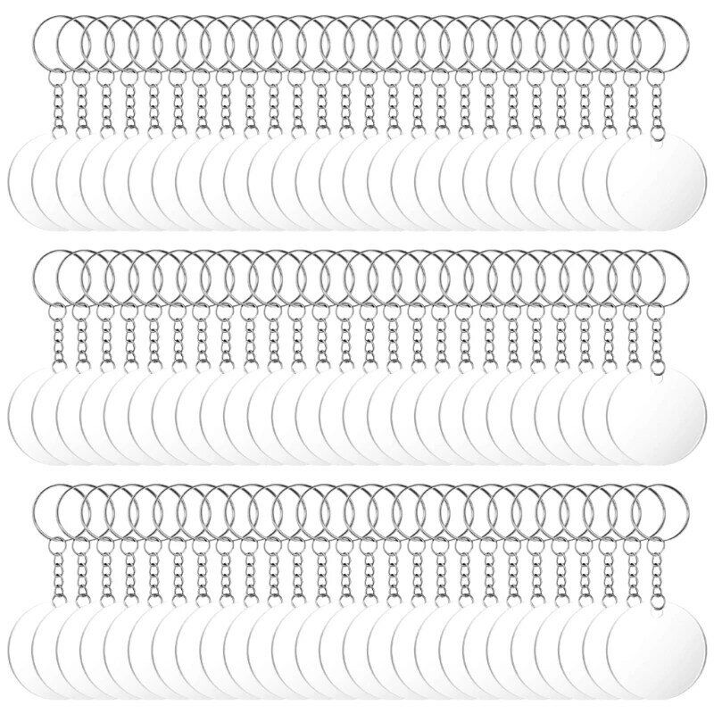 1 مجموعة الاكريليك شفافة دائرة أقراص مجموعة أكياس ديكور سلاسل المفاتيح واضح مستديرة الاكريليك المفاتيح الفراغات DIY بها بنفسك لوازم اكسسوارات