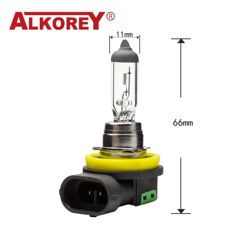 Alkorey-Clear Auto Lâmpadas Farol, H11, 12V, 55W, branco quente, 3350K, luzes de nevoeiro do carro, lâmpada de condução, lâmpadas halógenas, 2pcs