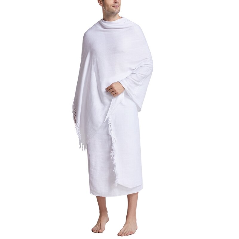 Y1UE Conjunto 2 toalhas masculinas islâmicas confortáveis ​​Ihram Ahram Ehram para Hajj Umrah