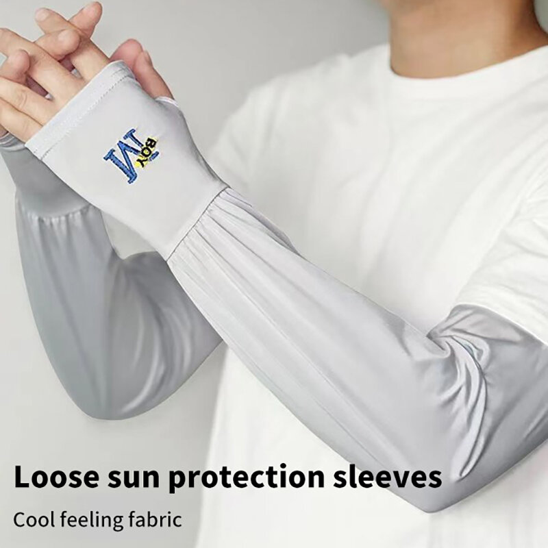 Summer Men's Sun Protection Sleeves Anti-Uv Ice Silk Cycling Gloves Breathable Ice Silk Sleeves