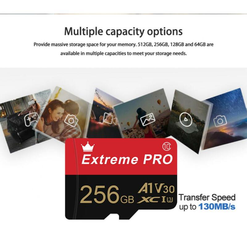 Kartu TF mikro/SD Ultra 128GB, kartu SD Flash SSD ekstrem 64 256GB 512GB kartu memori SD kartu TF untuk ponsel/tablet