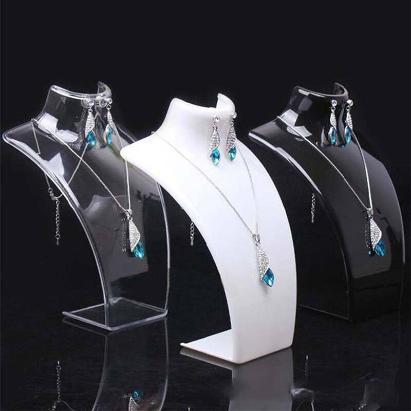 1 sztuk wyświetlacz biżuterii Model mody naszyjnik manekin wisiorek kolczyk stojak plastikowe biżuteria biust gabloty