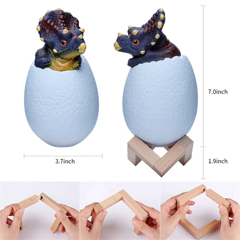 3D Night Light Triceratopses Egg Desk Lamp 16 Color Touch Remote Control Cartoon Table Lamps for Kid Home Decor