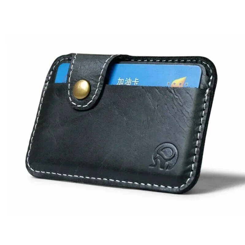 Mini billetera de cuero Retro Para hombre y mujer, tarjetero inteligente para tarjetas de crédito, efectivo, 2024