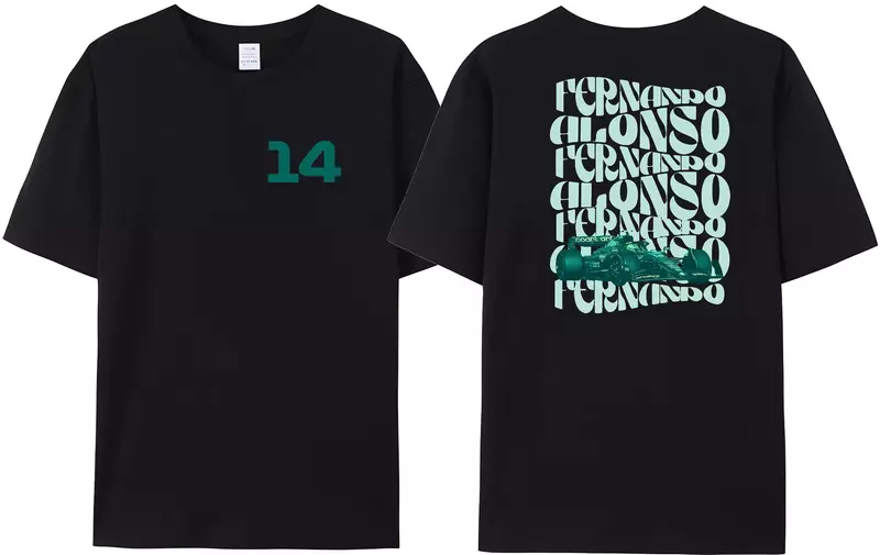 Camiseta masculina e feminina de algodão de manga curta, carta 14 estampada, F Racing 1 Fan, Casual, Presente, 2024