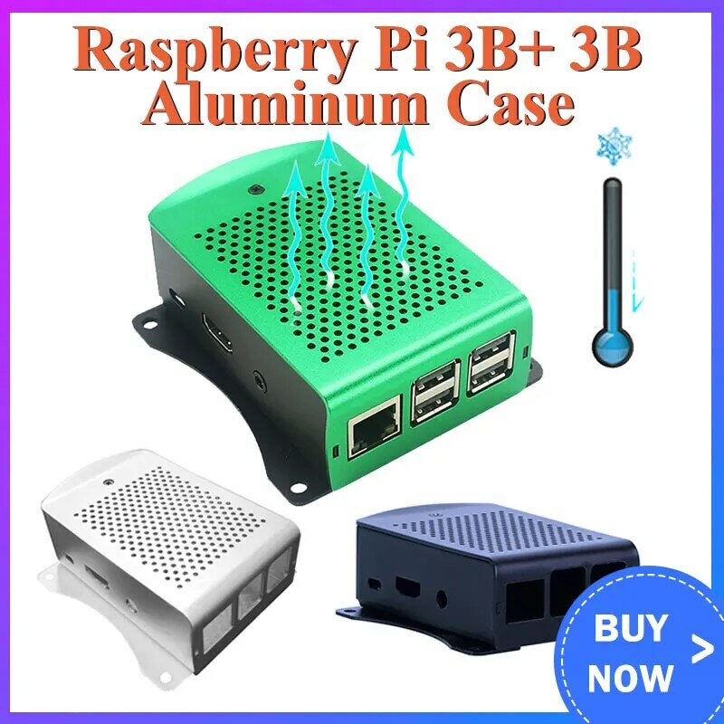 Ventilador de refrigeración para Raspberry Pi 3, carcasa de aluminio opcional, modelo 3B + 3B
