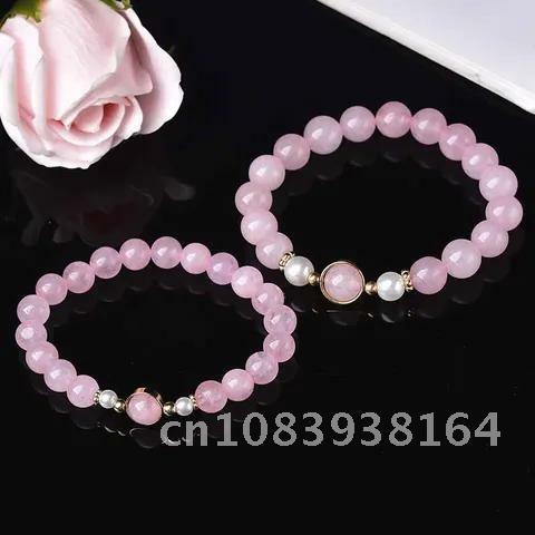 Natural Rose Quartz Stone Bracelets Wholesale Handmade Beaded Polished Healing Stone Energy Stone For Women Charm Gift Increase