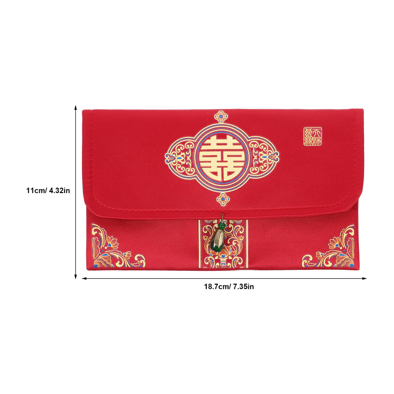 محفظة نقود على الطراز الصيني ، ظرف أحمر ، مظاريف نقدية صينية مزركشة ، لوازم الزفاف