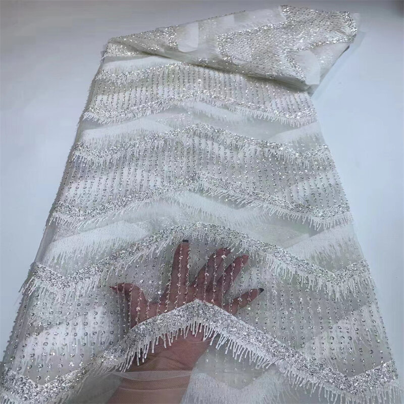 3D lantejoulas africanas tule tecido de renda, bordado francês malha, luxuoso vestido de festa, alta qualidade, jy2904, 2023