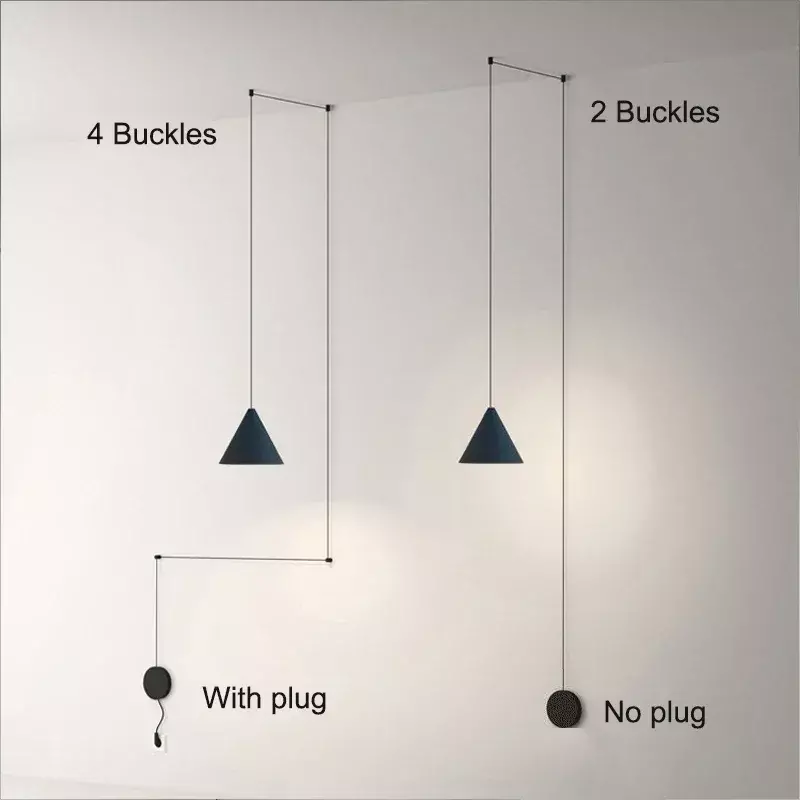 Modern Wall Lamps Vintage Black For Living Room Bedroom Stairs Long Wire Design Bedside Aisle With Plug Sconce Light Home Decor