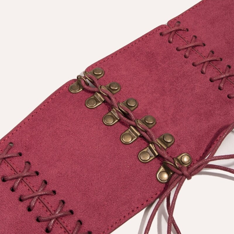 Gorset damski gorset suedecabric pas w pasie Vintage średniowieczny pas wyszczuplający w talii Waspie sznurowany pas was dla kobiet