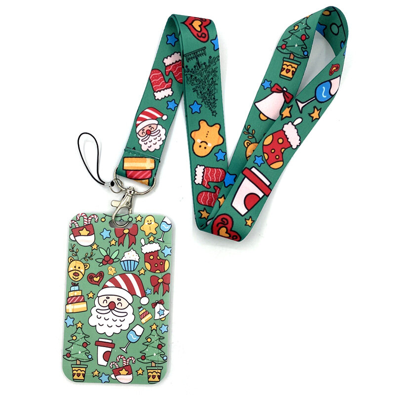 Padre natale verde regali arte cartone animato Anime moda cordini Bus ID nome lavoro porta carte accessori decorazioni regali per bambini