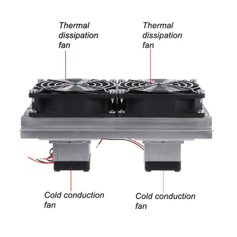 Refrigerador termoelétrico de refrigeração, DC 12V, condicionador de ar semicondutor, sistema de refrigeração de ventilador duplo