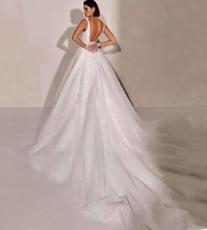 Aumentar el tamaño de la columna de barrido de bodas al aire libre personalizado botón de palabra a alto tenedor abierto simple Perla de vestido de novia de marfil blanco