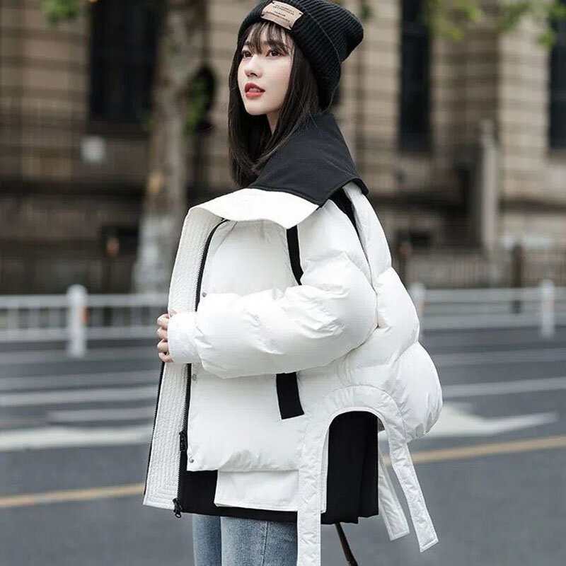 2023 Winter Vrouwen Nieuwe Koreaanse Dikkere Warme Jassen Dames Lange Mouwen Patchwork Jassen Dames Witte Eend Down Casual Bovenkleding