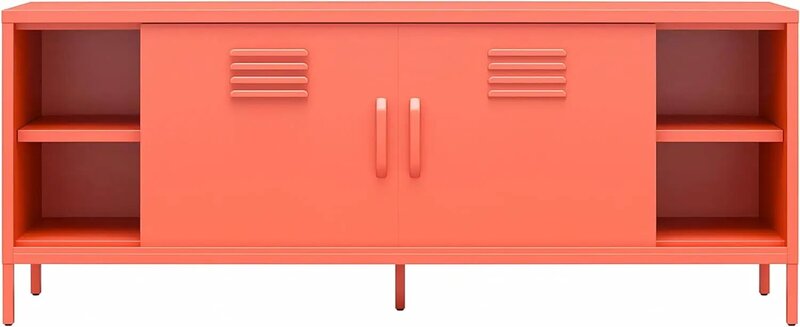 TV용 캐시 금속 로커 스타일 TV 스탠드, 최대 65 인치, 주황색