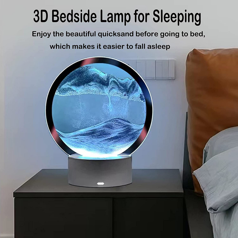 Lampe de sable LED RVB avec télécommande, cadre d'art de sable mobile 3D, veilleuse avec sablier, affichage 3D de la mer profonde, 16 couleurs