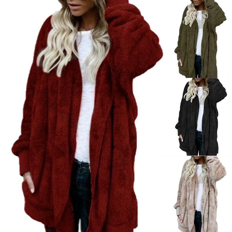 Cappotto invernale da donna con cappuccio giacca da donna in pelliccia sintetica a maniche lunghe per l'uso quotidiano