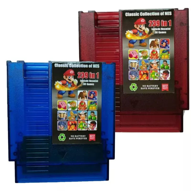 Tarjeta de juego NES 239 en 1, Cartucho combinado rojo y azul, tarjeta de juego FC 239 en 1