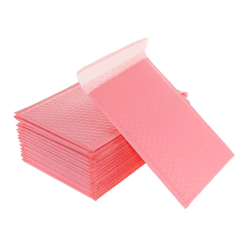 Pink Bubble Padding Envelopes Sacos, transporte poli, auto selo, embalagem de presente, Mailing Bags, 20pcs