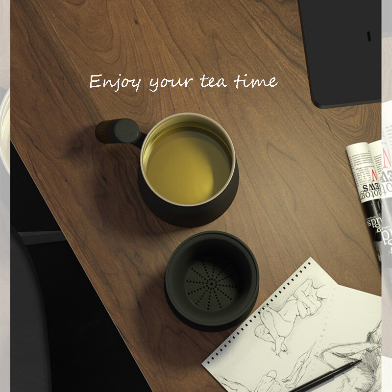 400ML ceramiczny kubek z uchwytem filtr pokrywka filiżanka kawy strona główna kubek porcelanowy biuro kubek do herbaty Premium prezenty Tumbler tazas de café