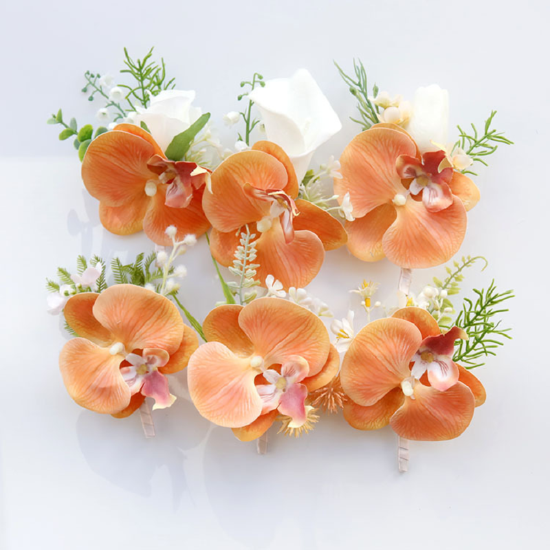 2403 Wedding Supplies Banquet Guests Simulated Flower Groom and Bride Breast Flower Hand Flower Peach Powder