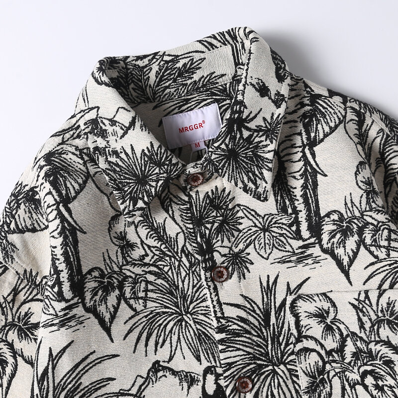 Camisa de manga comprida para homens, bordado vintage, jacquard japonês, Design Sense, Nicho