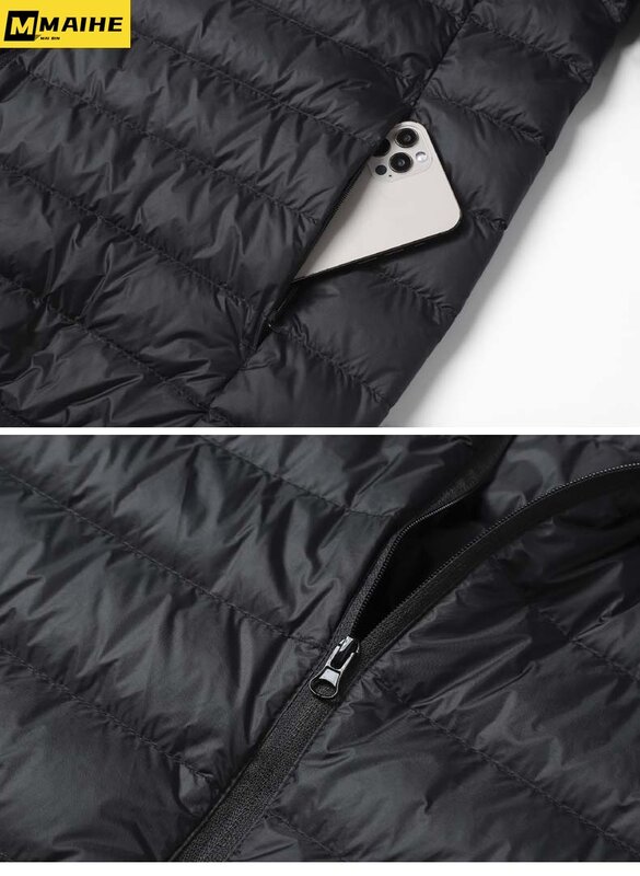 남성용 경량 포장 다운 재킷, 짧은 슬림핏 코트, 브랜드 의류, 대형 사이즈 방풍 따뜻한 스탠딩 칼라