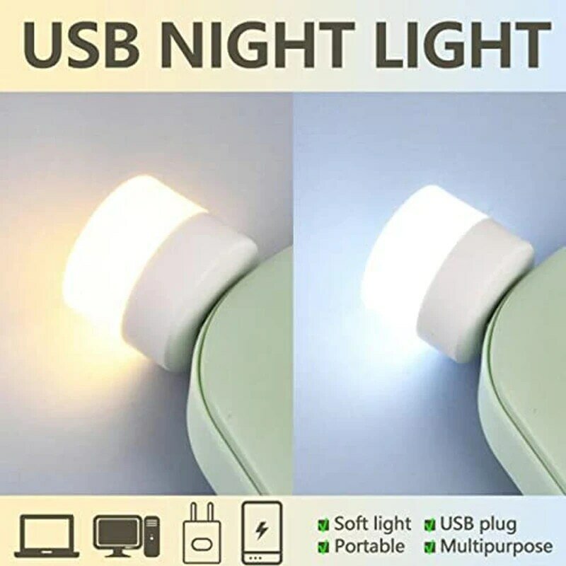 새로운 미니 USB LED 야간 조명 컴퓨터 보조베터리 충전 USB 책 조명 라운드 독서 눈 보호 램프
