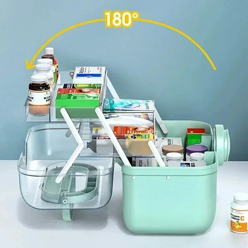 가정 의학 정리함 대용량 휴대용 약 보관 응급 처치 키트 박스, 플라스틱 정리 집