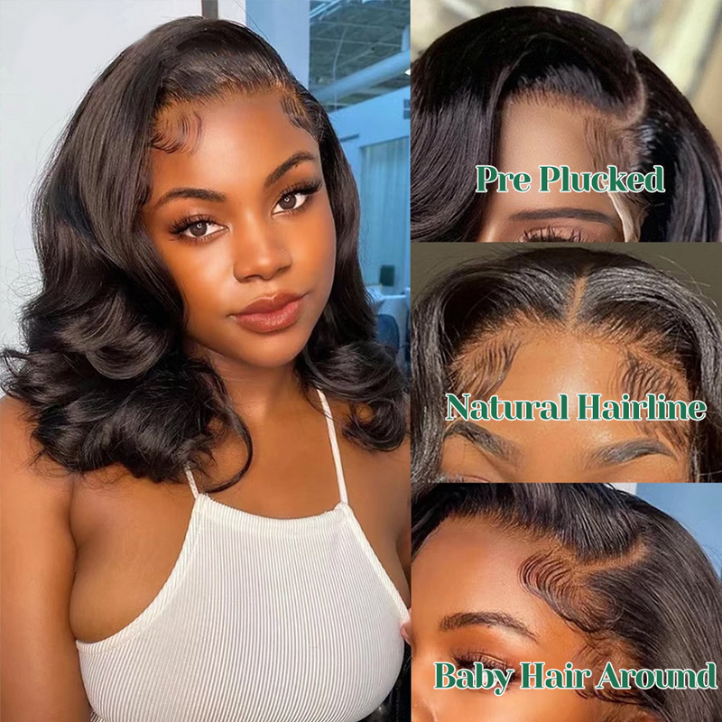Bob Lace Frontal Wig Human Hair 13x4 Body Wave 180% Density Lace Front Wigs Short Bob Wig Human Hair Lace Frontal Wigs