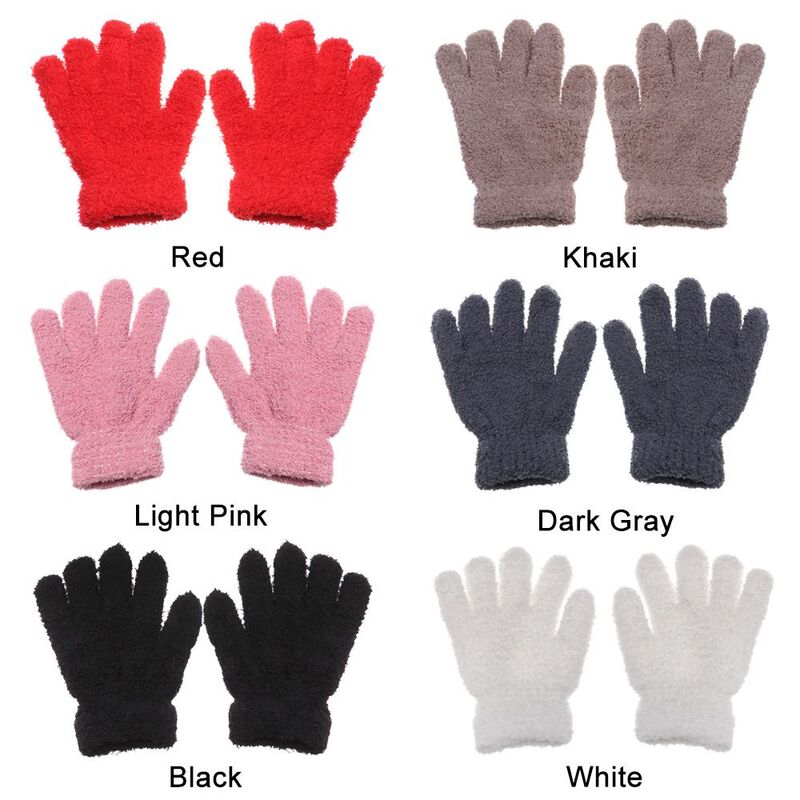 Утолщенные детские перчатки из кораллового флиса, зимние сохраняющие тепло Детские Плюшевые Пушистые варежки с полными пальцами, мягкие перчатки для детей 5-11 лет
