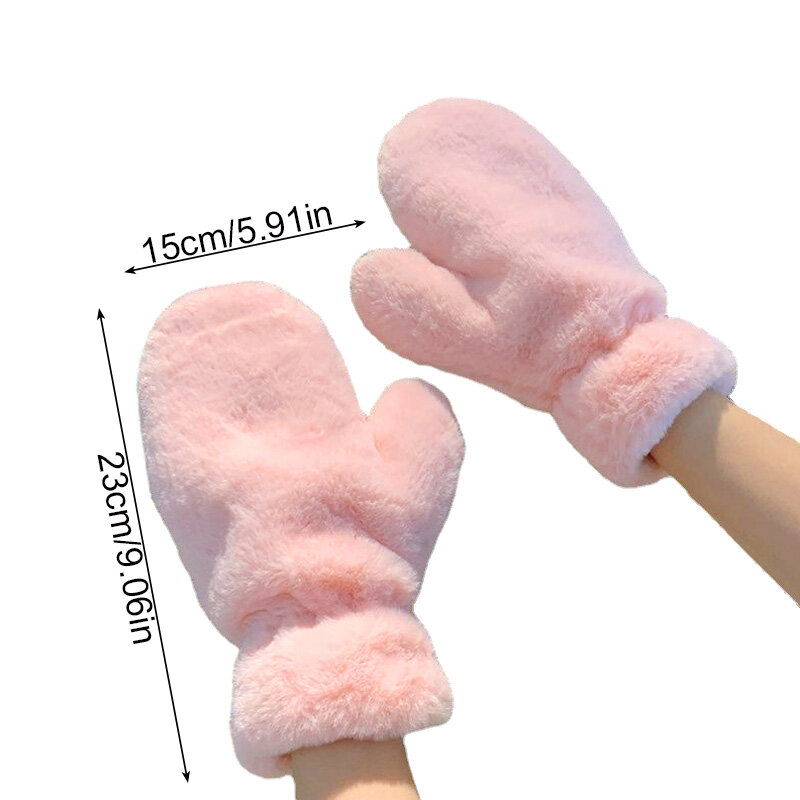 Мягкие плюшевые перчатки для женщин и девушек, зимние теплые пушистые перчатки из искусственного меха, уличные студенческие варежки, грелка для рук, рождественские подарки