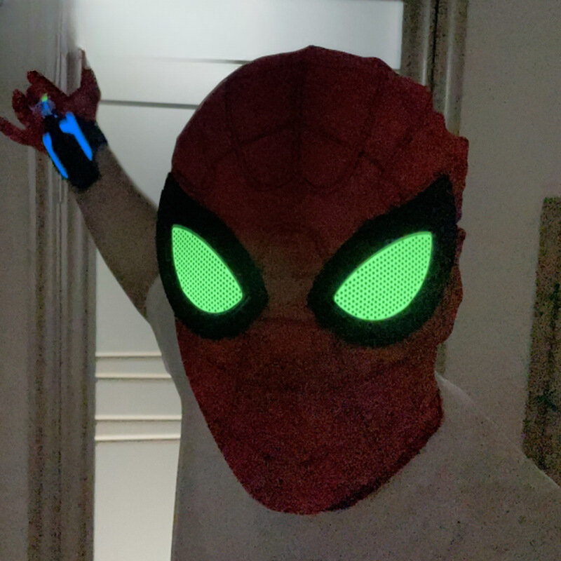 Luminescência Aranha Máscara para Cosplay 3D Anime Peter Lens Máscara, Super-herói Cosplay Traje, Halloween Show Chapelaria, Presente