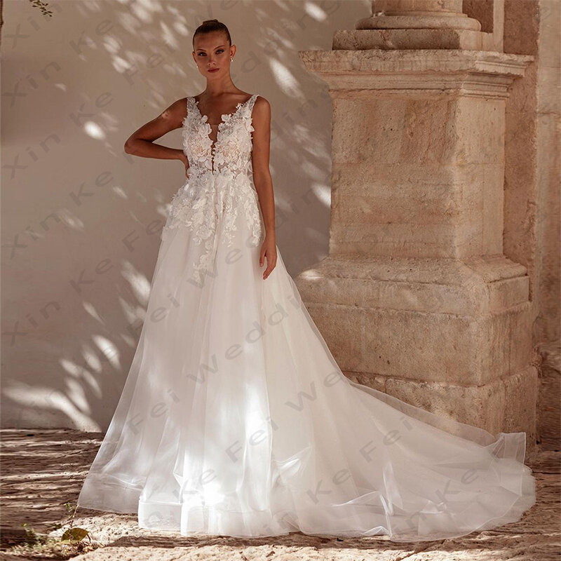 Женское свадебное платье It's yiiya, белое кружевное платье с V-образным вырезом и аппликацией на лето 2024