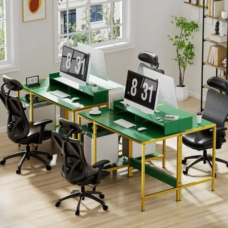 مكتب كمبيوتر للألعاب مع مساحة تخزين ، مكتب كتابة لشاشتين ، مساحة تخزين قابلة للتعديل ، طاولة زاوية للمكتب