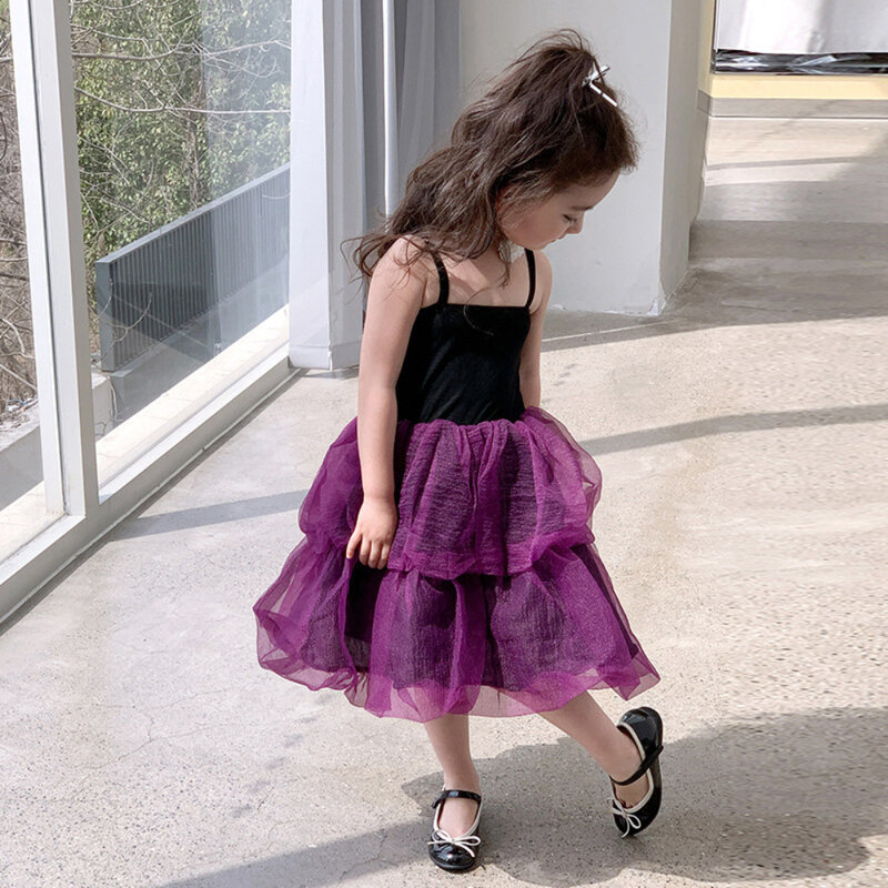 Girls Dress 2024 Summer New Korean Style Halter Girl Baby Western-style Summer Children Dress Little Girl Princess Dress