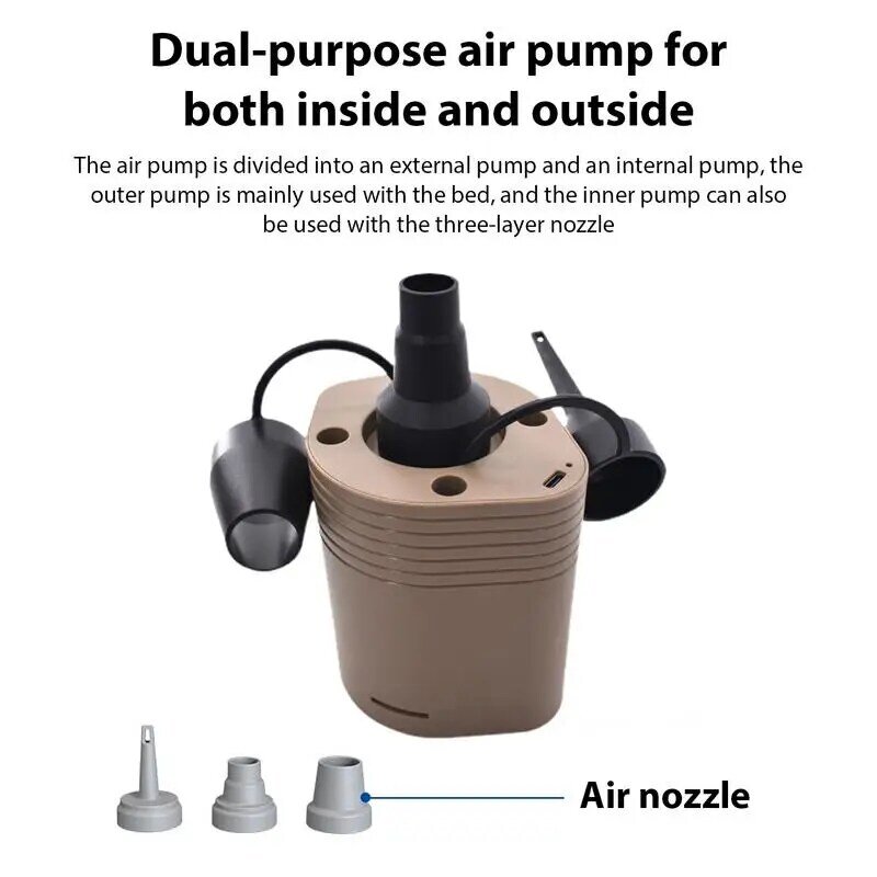 Bomba de aire eléctrica para inflar, inflador portátil de llenado rápido Con 3 boquillas, 2500MAH, para exteriores