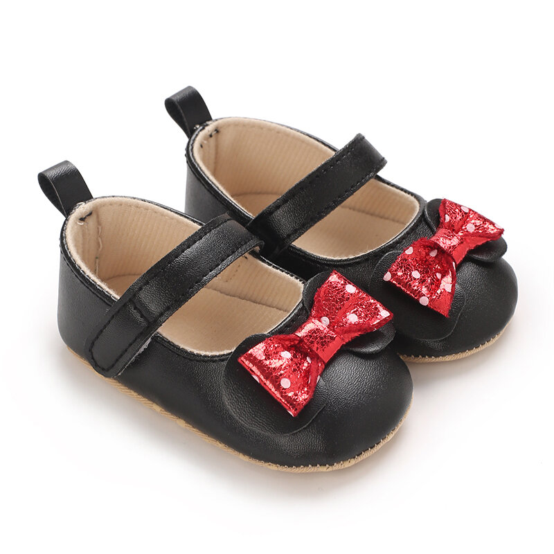 Zapatos informales antideslizantes para bebés y niños pequeños, suela suave, Dhoes planos, decoración de lazo para recién nacidos, zapatos para primeros pasos de Mary Jane