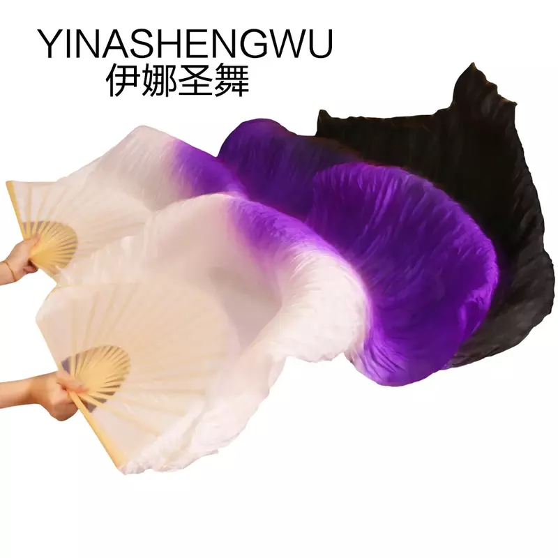 Belly Silk Fans tari panggung terbaru 100% kerudung sutra wanita berwarna tari perut penutup kipas (2 buah)
