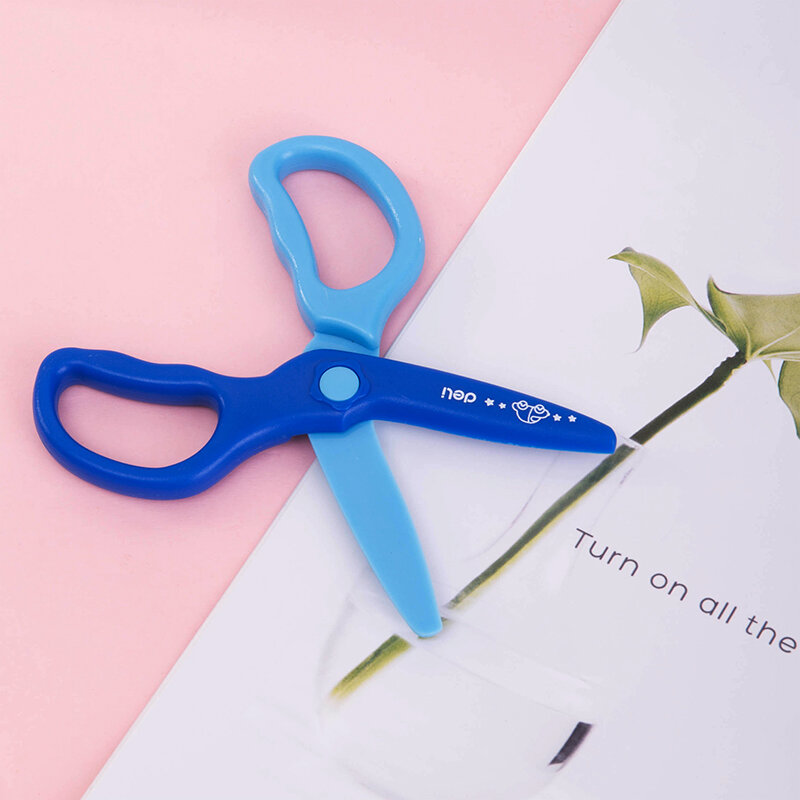 Deli 6067 Cartoon Safety Scissors Tijeras For Kids Diy Cute Craft Paper Scissors School Stationery Safety Anti Cutting Measures