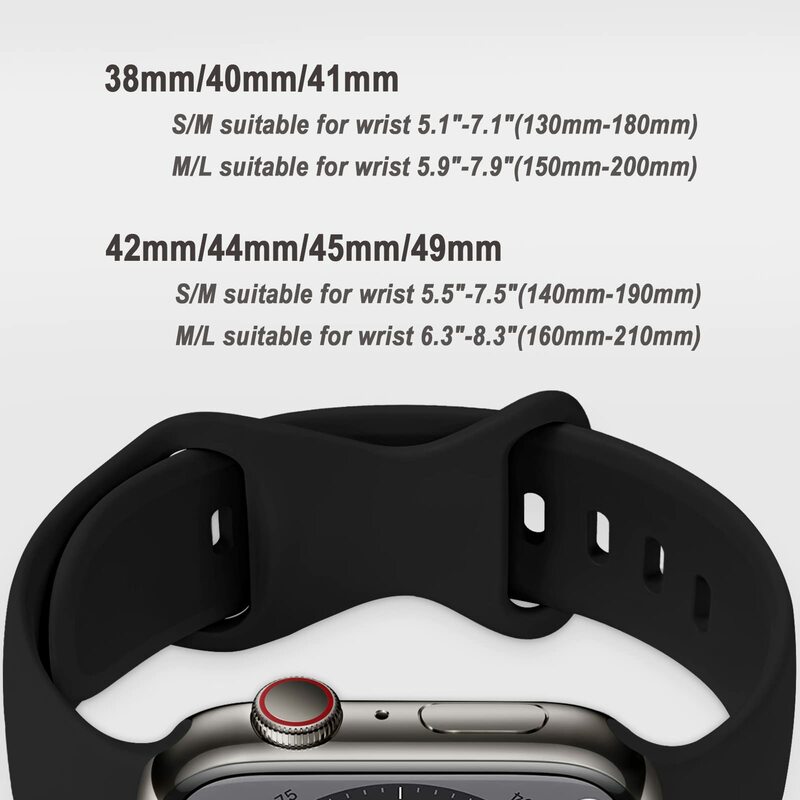 Силиконовый ремешок для Apple Watch Band 44 мм 45 мм 41 мм 40 мм 49 мм 42 мм 38 мм 45 44 мм, браслет для iWatch Series Ultra 2 SE 9 8 7 6 5 4 3