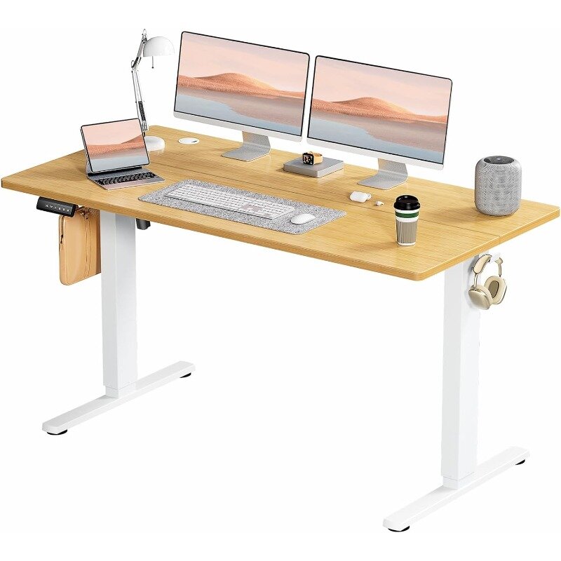 Standing Desk, Adjustable Height Electric Sit Stand Up Down Computer Table, 55x24 Inch Ergonomic Rising Desks for Work Office