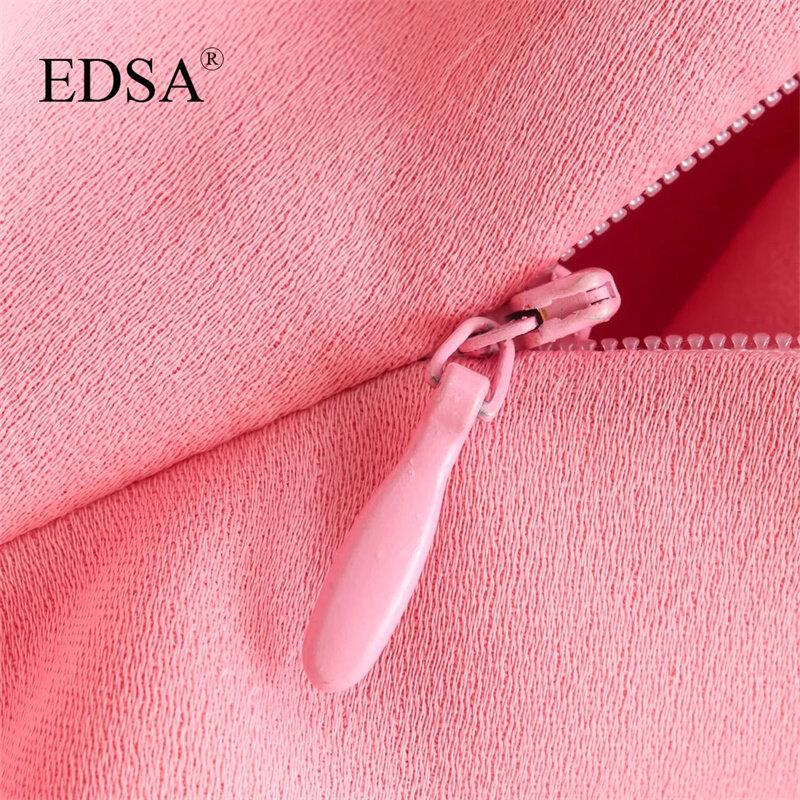 EDSA-Top de satén rosa con lazos para mujer, blusa Sexy con escote recto y tirantes anchos, Espalda descubierta, verano 2024
