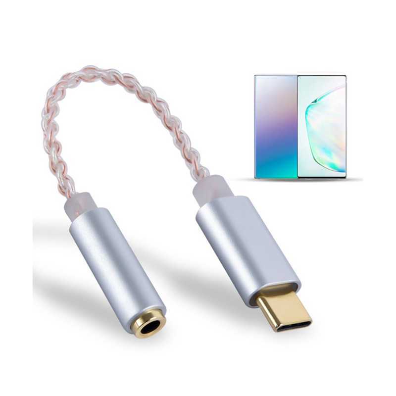 HIFI DAC Earphone Amplifier USB Type C to 3.5mm Headphone Audio Adapter 32Bit 384KHz Digital Decoder AUX Converter Grey